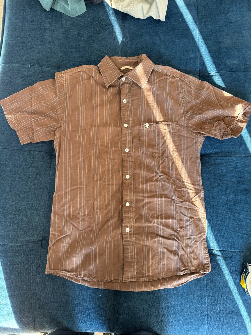 Mossimo Supply Co. Short-Sleeve Button-Down in Brown Stripe